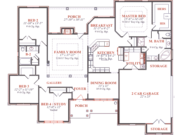 Blue House Blueprints Floor Plan