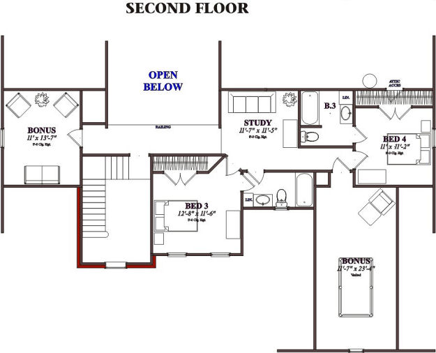 upper floor house blueprint